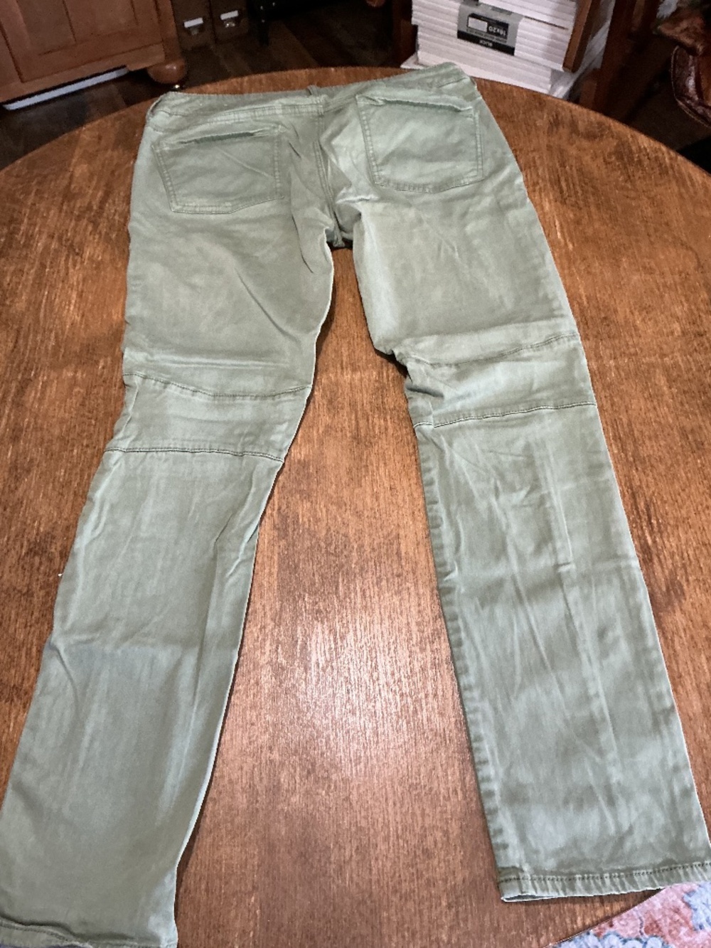 Olive Superstretch Twill Ankle Moto Pants